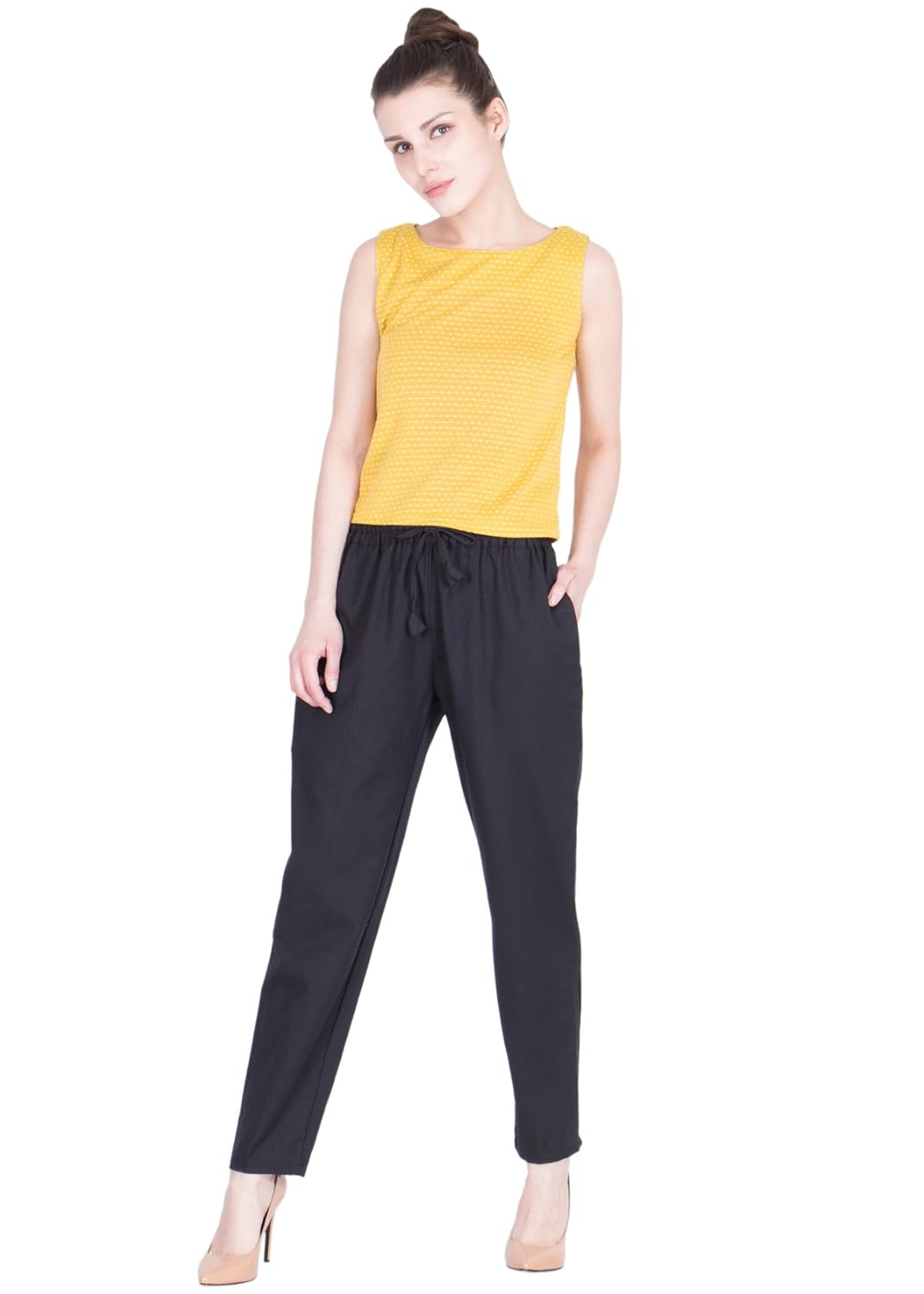 lujoso solid regular fit cotton palazzo pant for women's