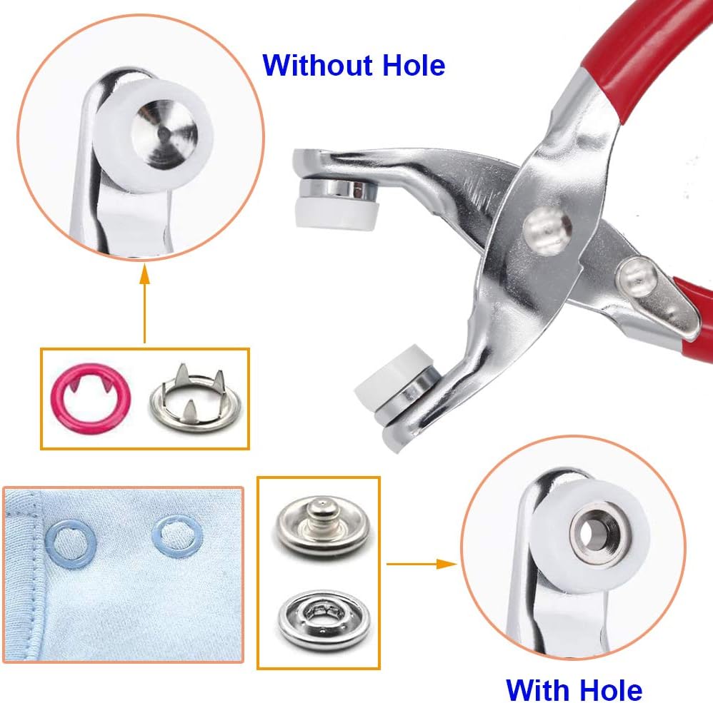 ZTWEDEN 200 Sets Metal Snaps Button Tool Kit Snap Fasteners Hollow Prong Snap Button with Setting Tool for Clothing Crafting Sewing, Leather Snaps Buttons for Jeans Wears Bags(10 Colors, 9.5mm)