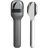 ZOKU Pocket Utensil Set, Charcoal - Stainless Steel Fork, Knife, and Spoon Nest in Hygienic Case - Portable Design for Travel, School, Work, Picnics, Camping and Outdoor Home Use