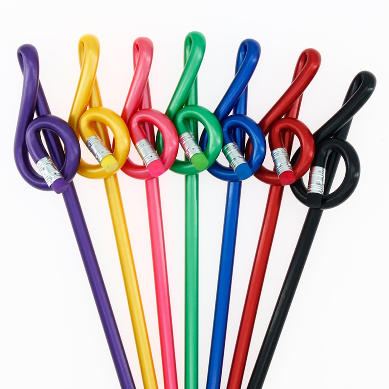 ZBJBinCH 7 Pack Treble Clef Pencil Cartoon Musical Note Shape Pencil Set Non-toxic Pencils Christmas Toy Gifts School Supplies for Drawing, Writing, Office (Random Colors)
