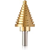 ZELCAN 10 Sizes Titanium Step Drill Bit, 1/4 to 1-3/8 Inches High Speed Steel Drill Cone Bits for Sheet Metal Hole Drilling Cutting, HSS Multi Size Hole Stepped Up Unibit for DIY Lovers Electrician