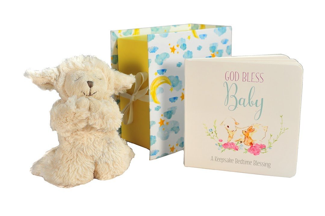 Baby Gift Set with Praying Musical Lamb and Prayer Book in Keepsake Box for Boys and Girls : Baby