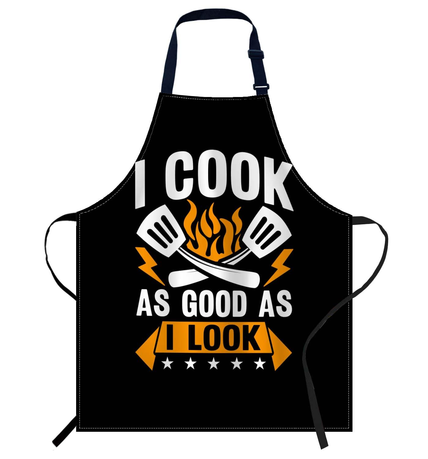 Smooffly I Cook As Good As I Look Apron Adjustable Bib Chef Aprons Cooking Apron Unisex Women Men Aprons Perfect for Home Kitchen, Baking, Gardening, Restaurant, Coffee house BBQ