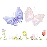Purple Pink Giant Silk Butterfly Decorations, 20 Inch 3D Butterflies for Wedding Birthday Party Wall Decor, 2 PCS