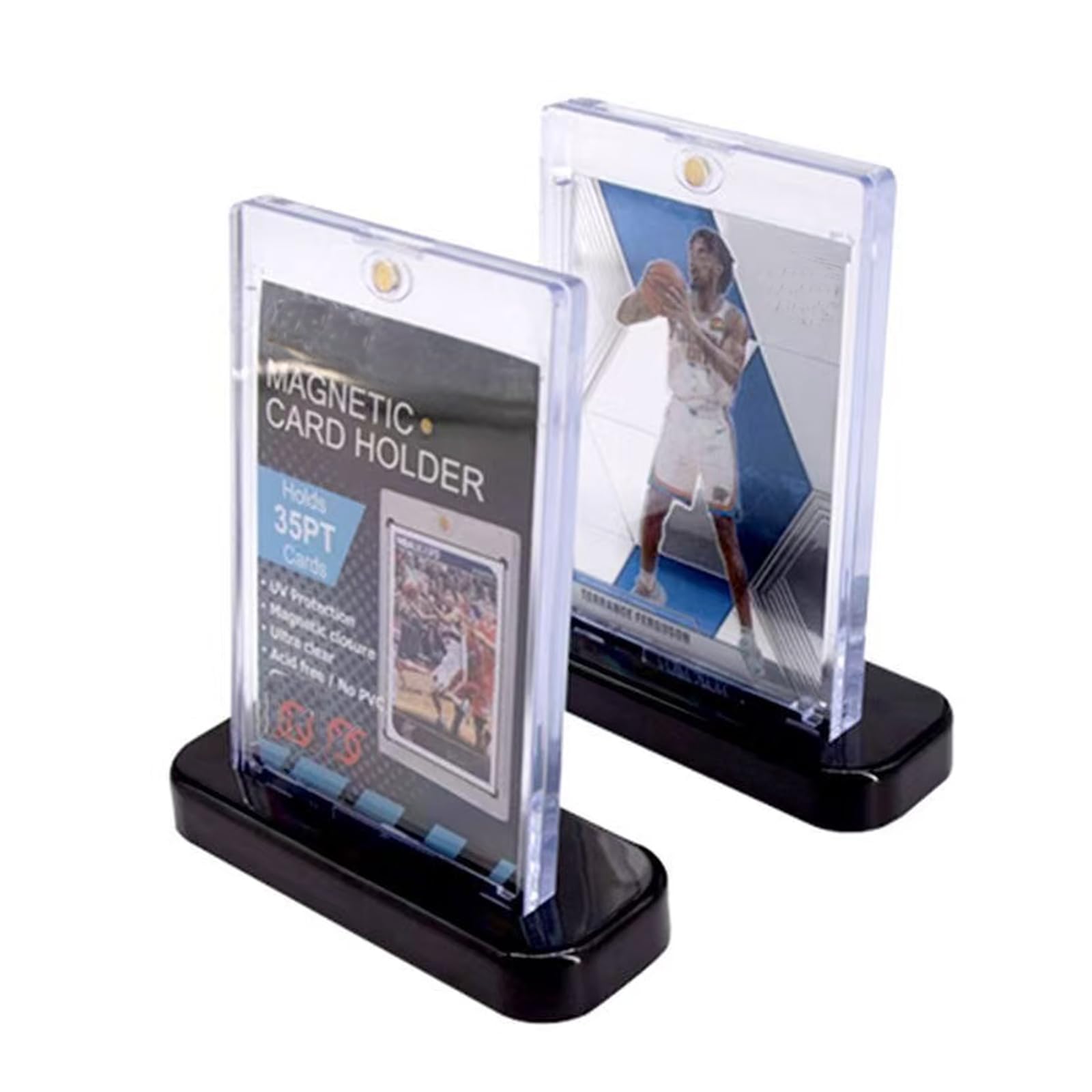 jcmkmx Magnetic Card Holder für Trading Cards,35PT Magnetischer Kartenhalter UV-Schutz-Transparent KartenRahmen Kartenhüllen Schutzhüllen für MTG Karten, Standard-Karten (6×Magnetic Case,6×Ständer) 2