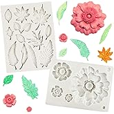 Ordeonrus 2 PCS Leaf Silicone Mold Flower Candy Molds Maple Leaf Fondant Mold Gray Chocolate Molds for DIY Cake Decoration Chocolate Candy Polymer Clay Crafting Projects