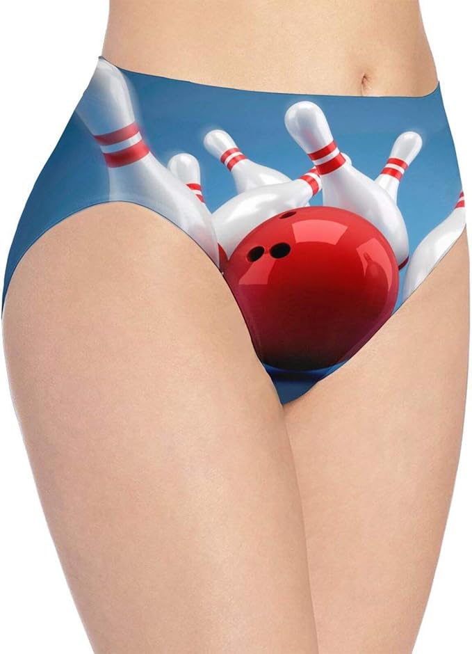 N\ A Womens Underwear Briefs Bowling Balls On Blue Ladies Comfortable