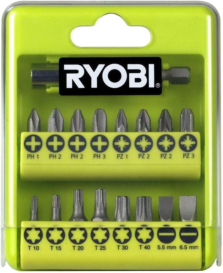 Ryobi RAK17SD Screwdriver Bit Set (17 Piece), Green, Variety Pack - Image 3