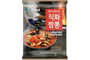 Chung Jung One O'Food Jjampong Seafood Broth Sauce, Korean Chinese Style Spicy Jjambong Flavor Soup Powder, Hot Jjamppong Base, Perfect with Fresh Squid, Shrimp, Clams, Vegetables, Noodles, Rice