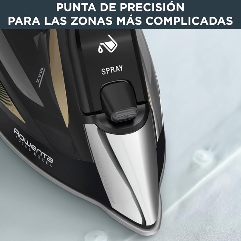 Rowenta focus excel dw5325 ferro a vapor 2700 w, impulso de vapor 180 gr/min, vapor contínuo 45 gr/min, base microsteam laser 400, anti-gotejamento, função eco, vapor vertical, economia de energia, preto marrom
