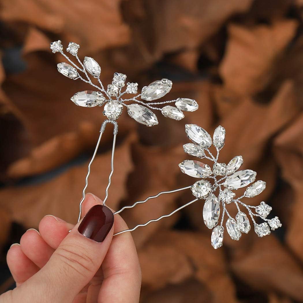 Unicra Silver Wedding Crystal Hair Pins Diamante Hair Piece Bridal Hair Accessories for Women and Brides(Pack of 3) - Image 4