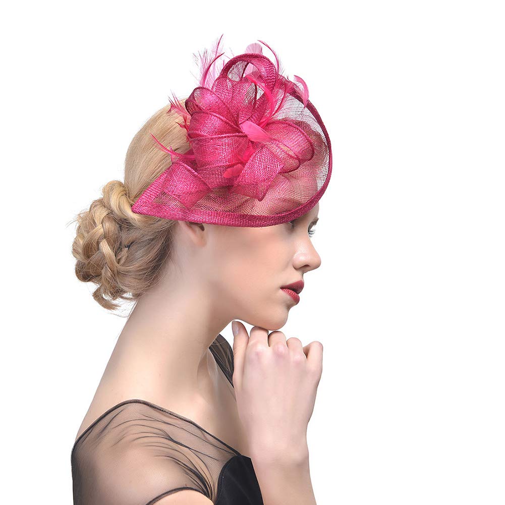 Mallalah Net Hat Women Wedding Hair Clip Fascinator Headband Wedding Hair Clip Cocktail Party Bride Headwear