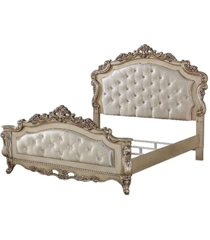 Amazon.com: acme Versailles Queen Bed, Antique Platinum (1Set/3Ctn
