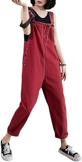 Amazon Shuming サロペット レディース デニム ロングパンツ ゆったり オーバーオール カジュアル ポケット付き おしゃれ オールインワン 大きいサイズ ジーンズ 夏 オールインワン 通販