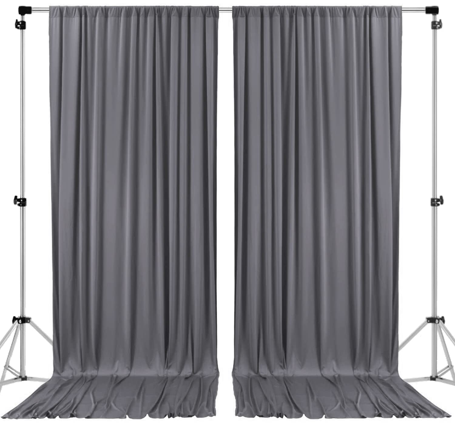 AK TRADING CO. 10 feet x 10 feet Charcoal IFR Polyester Backdrop Drapes Curtains Panels with Rod Pockets - Wedding Ceremony Party Home Window Decorations