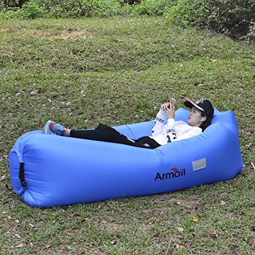 Armati Inflatable Lounger Patented Comfortable Headrest, Indoor or Outdoor Air Sofa, Camp Bedding, Hammock,Air Mattress with Carry Bag, Securing Stake and Bottle Opener - Thumbnail 3