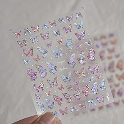 Butterfly Nail Art Stickers Decals Purple Pink
