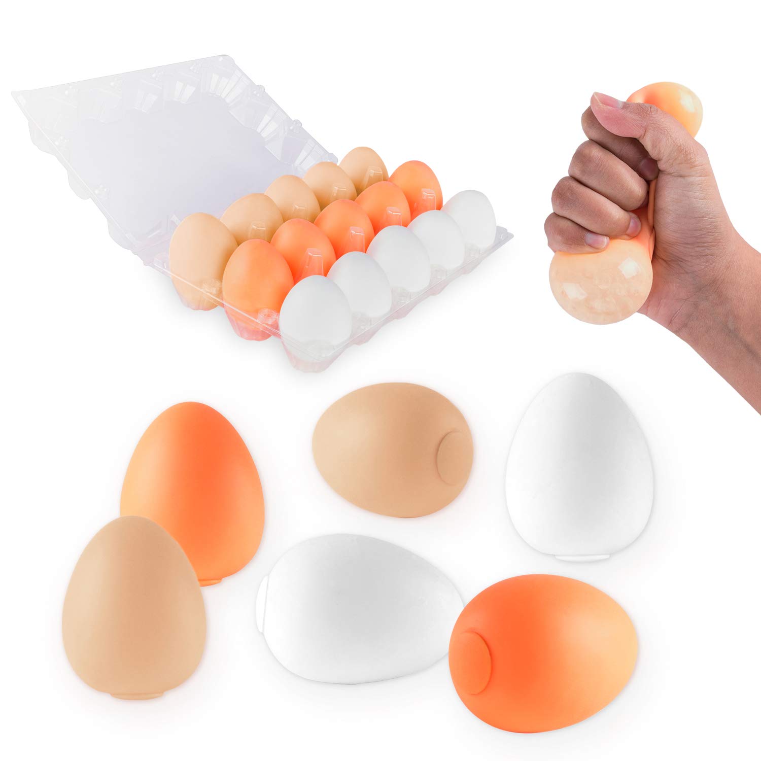 Photo 1 of Super Z Outlet 2" Stress Relief Squeezing Eggs 15-Pack for Kids and Adults - Premium Anti-Stress Balls - Alleviate Tension, Anxiety and Improve Focus - ADHD Sensory Toys Gift Set