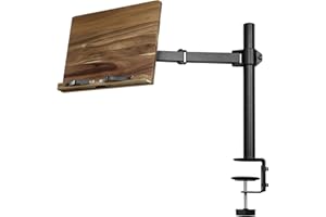 Navaris Book Stands with Clamp - Book Holder for Reading - Wood Books Stand - Works with Music, E-Readers or Tablets - 13.39 