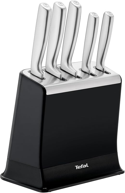 EverSharp, Set de 5 cuchillos, Bloque con afilador, Acero Inoxidable, Afilado duradero, K2976S04