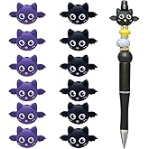 HUAAPLEVLA 12Pcs 3D Halloween Bat Silicone Beads for Keychain Making Bulk Focals Unique Animals Focal Beads for Pens Lanyards Bracelet Jewelry Crafts