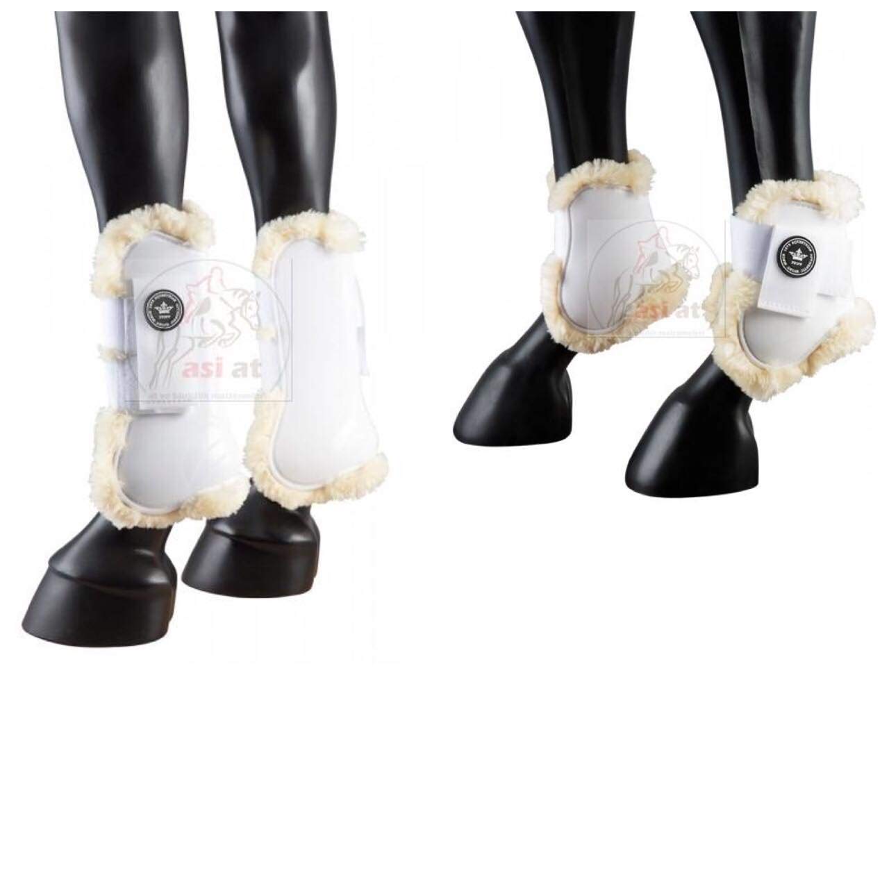 PFIFF 102303-1-Full Gaiters with Faux Fur Warm-Blooded Blood, L, White