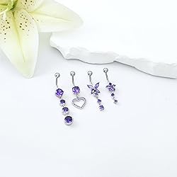 LEE&RO Purple Belly Button Ring 14G Purple Belly