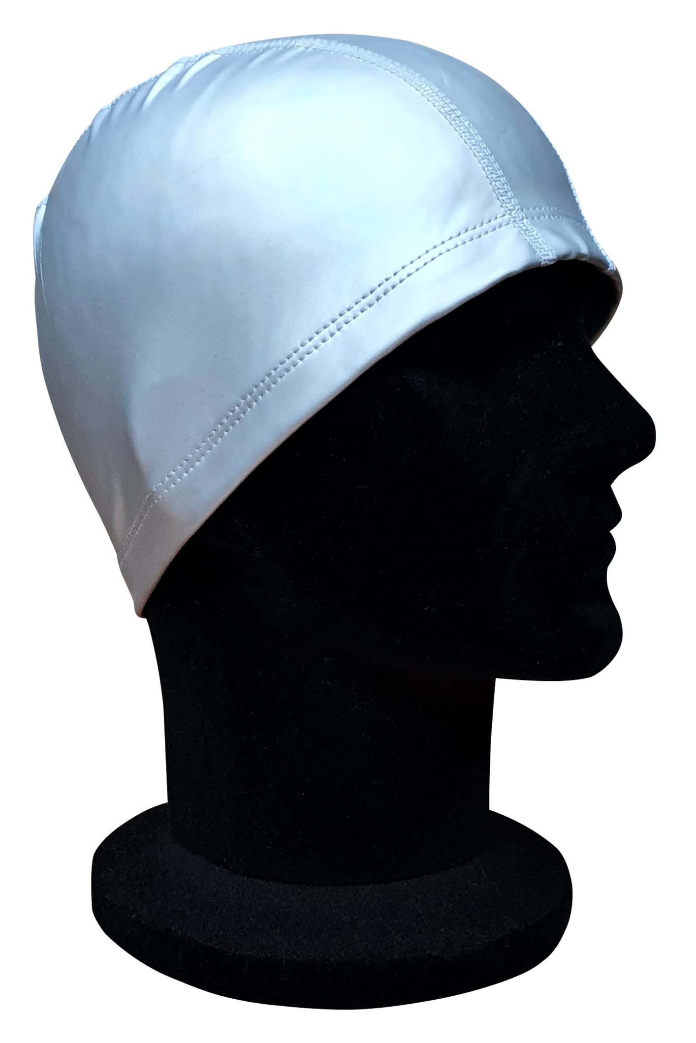 CHEX Elasticated Synthetic Soft And Easy Fit Pull On Swimming Hat Sheen Finish Plain Colours Flexible Swim Cap One Size Ages 3+ Years (Silver)