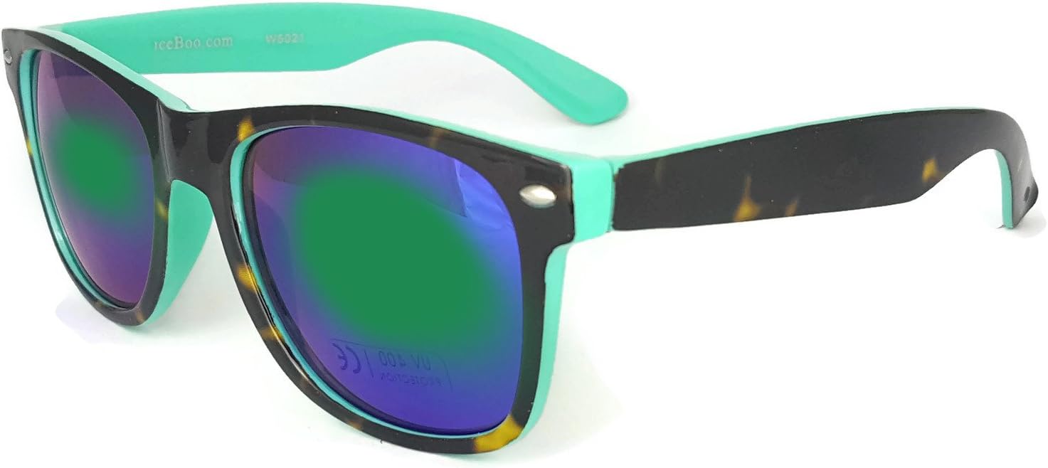 Sunglasses two tone gloss frame mirrored lens UV400