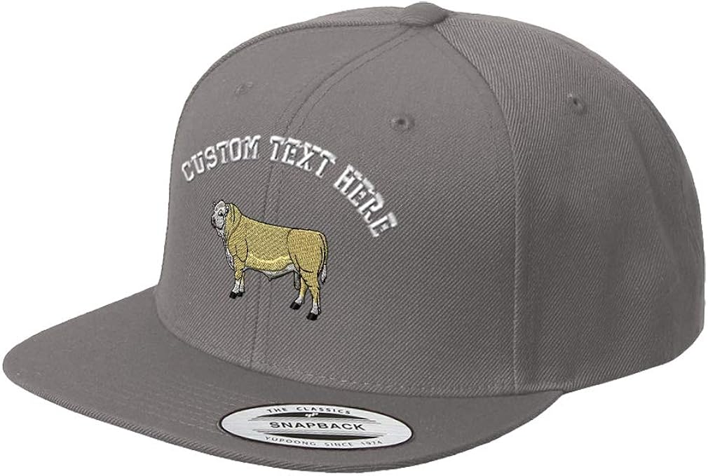Custom Text Embroidered Polled Hereford Unisex Adult Snaps Acrylic Structured Flat Visor