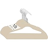 Simplify Children’s 10 PK Velvet Hangers | Dimensions : 13.78" W x 8.46" H | Durable Plastic | Non-Slip | Keeps Shape | 14” Width | Children Sizes 2-16 | Velvet, Ivory