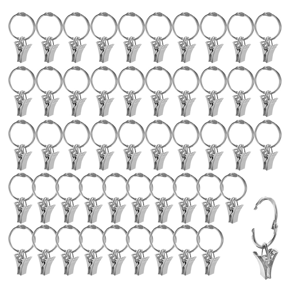 UMCHU Pack of 50 circle curtain clips, curtain ring clips, clips for roll curtains, ring for opening, for window curtains, for all types of curtains (circle inner diameter 17 mm)
