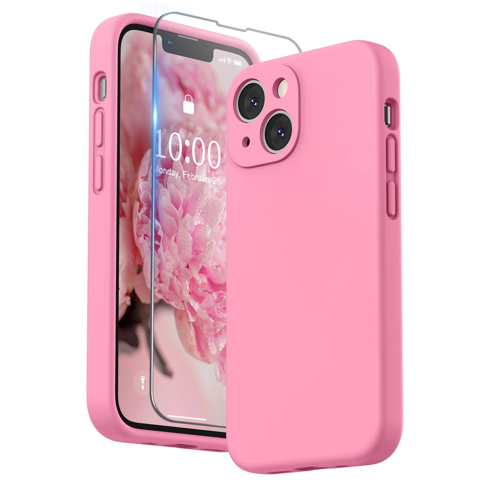 SURPHY Liquid Silicone Case for iPhone 13 mini Case, Individual Protection for Each Lens Shockproof Rubber Full Body Thickened Design for iPhone 13 mini 5.4 inch 2021 (Peach Pink) — image 1