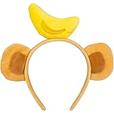 Beviliu Animals Ears Headband Realistic Monkey Ears Headband Plush Monkey Costume Yellow Banana Costume Halloween Christmas Funny Hairband for Washing Makeup Cosplay Theme Party