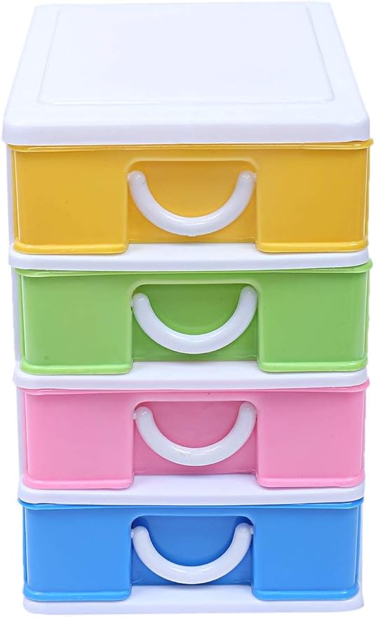 Tedemel Plastic 4 Layer Drawer Storage Cabinet Box Multi Colour