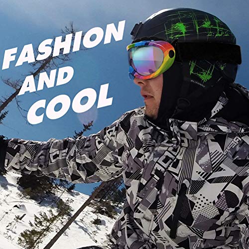 RNGEO Ski Goggles, Pack of 2, Snowboard Goggles for Kids, Boys & Girls, Youth, Men & Women, with UV 400 Protection, Wind Resistance, Anti-Glare Lenses, New Edition