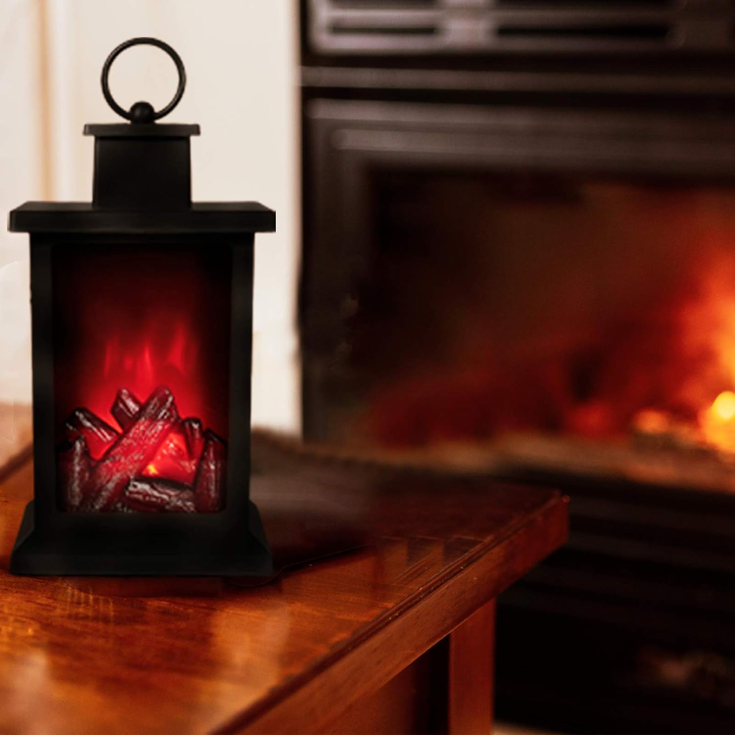 SA Products Electric Fireplace Lantern Black Colour Artificial LED