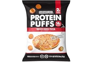 Shrewd Food Protein Puffs, Low Carb Cheese Pizza Puffs, High Protein Crunch, Keto Friendly Snack, Savory Protein Chip, 14g Protein Per Serving, 2g Carbs, Brick Oven Pizza, 8 Pack