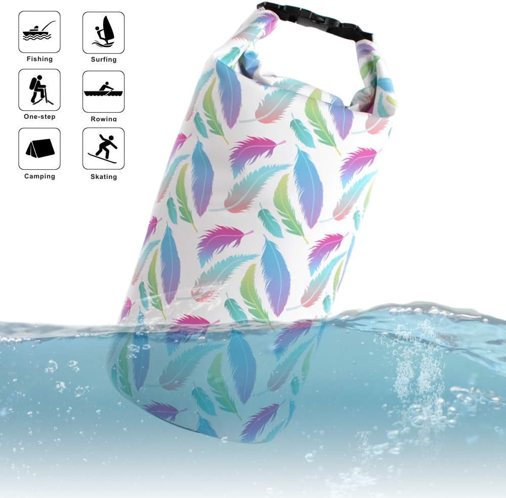 TEGOS Waterproof Dry Bag Compression Roll Top Sack for Women Girls Fashion Unique Pattern Lightweight 10L Floating Kayaking Boating Rafting Diving Surfing Gym Yoga Swimming Hiking 5L/10L/20L