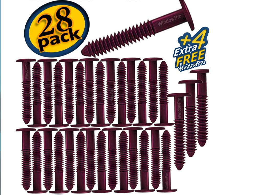 Window Shutters Panel Peg Lok Pin Screws Spikes 3 inch 32 Pack Fasteners (Burgundy) Exterior Vinyl Shutter Hardware Strongest Made in USA