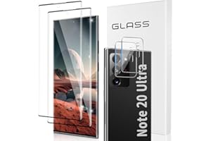 GEVIAHO [2+2 Pack] Galaxy Note 20 Ultra Screen Protector with Camera Lens Protector, Support Fingerprint, HD Clear, 3D Curved, 9H Hardness Tempered Glass Film for Samsung Galaxy Note 20 Ultra 5G (6.9 Inch)