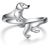 Dachshund/Black Pug/Doberman/Boston Terrier/Beagle Rings for Women 925 Sterling Silver Dog Adjustable Rings Animal Puppy Jewelry Gifts for Women Girls Dog Lovers