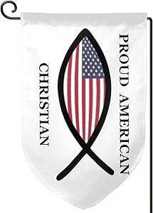 Ikwjobfu Proud American Christian Garden Flag - Double Sided Banners for Outdoor Indoor Home Garden Yard Decorations