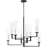 Savoy House 1-2139-8-67 Folsom Modern Scandinavian Clear Glass Chandelier with Adjustable Arms, 8-Light 480 Total Watts, 25" 