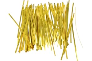 HAHIYO 300Pcs 6inches Gold Metal Twist Ties Bread Candy Coffee Bag Ties Plant Garden Twist Ties for Cellophane Treat Bags Gift Wraping Bags Plastic Bags Halloween Party Cake Present Art Crafts
