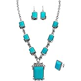 TOPACC Western Jewelry for Women White Turquoise Cowgirl Necklace with Boho Earings Set