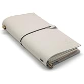 WANDERINGS Regular Size Travelers Notebook with Pockets - 4.5" x 8.5" (11.5 x 22cm) - a Beautifully Handcrafted Refillable Leather Journal in Oat Color, 100 GSM Blank Inserts