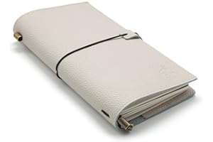 WANDERINGS Regular Size Travelers Notebook with Pockets - 4.5"x8.5" / 11.5cm x 22cm - Refillable Travelers Journal - A Beautifully Handcrafted Leather Journal in Oat, 100 GSM Blank Inserts