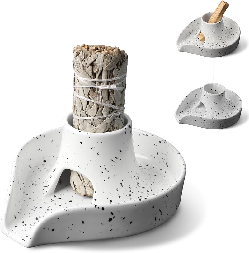 Suewidfay Ceramic Smudge Bowl for White Sage & Palo Santo - Easy Clean