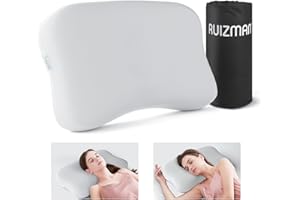 Ruizman Travel Size Memory Foam Pillows, Cooling Travel Pillow for Sleeping, Camping Pillow with Handy Storage Bag - Soft Neck & Cervical Pillows for Side Back Sleepers
